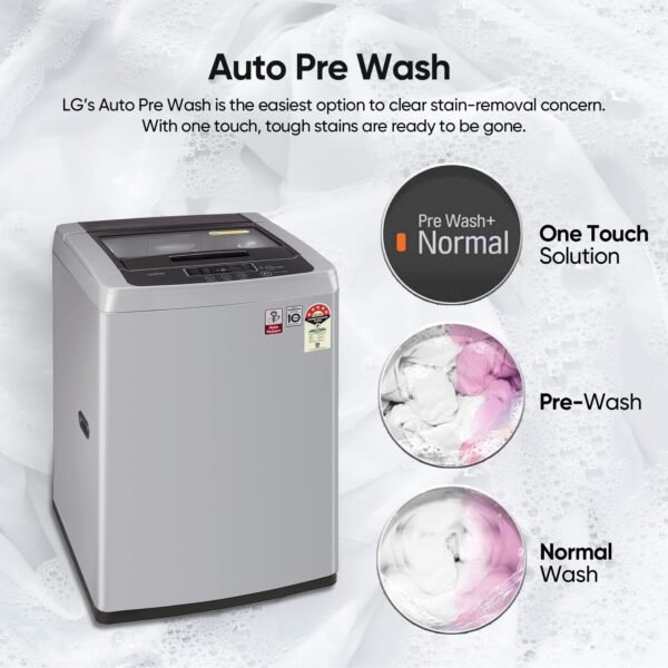 LG 6.5 kg 5 Star with Smart Inverter Technology, TurboDrum and Smart Diagnosis Fully Automatic Top Load Washing Machine - Image 3