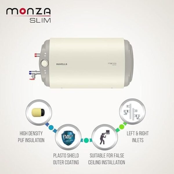 HAVELLS 10 L Storage Water Geyser, Monza Slim HR-Horizontal - Image 2