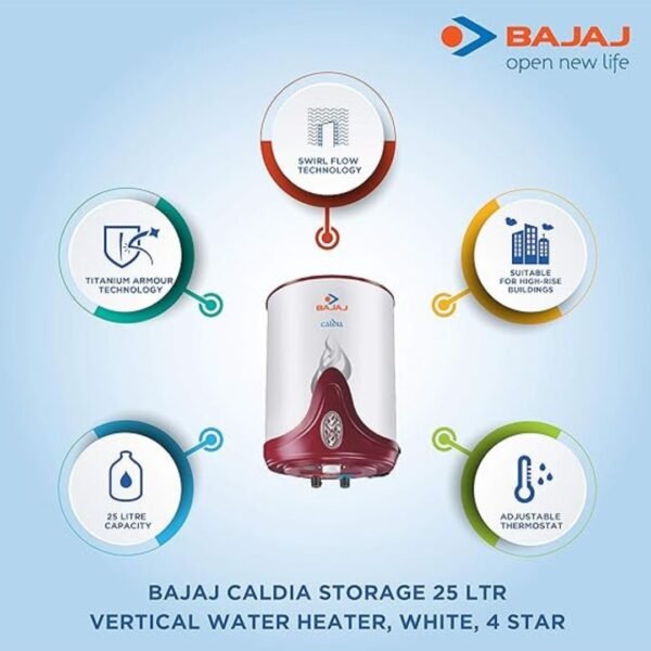 BAJAJ 25 L Storage Water Geyser| CALDIA| Vertical - Image 2