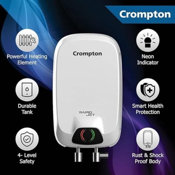 Crompton 5 L Instant Water Geyser |Rapid Jet 5-L|Horizontal - Image 2