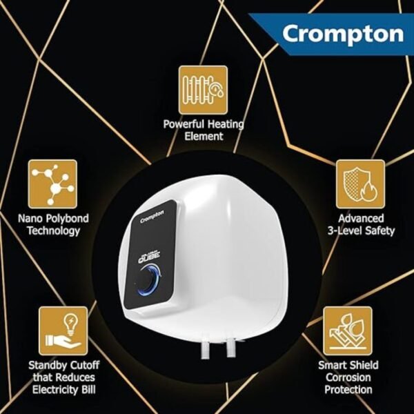 Crompton 10 L Storage Water Geyser, Solarium Qube-Vertical - Image 2