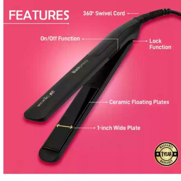 Ikonic Professional IKP-BB Black Beauty Hair Straightener (Black) - Image 2