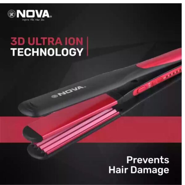 NOVA Temperature Control Professional NHS 870 Hair Straightener (Black/Red) - Image 2