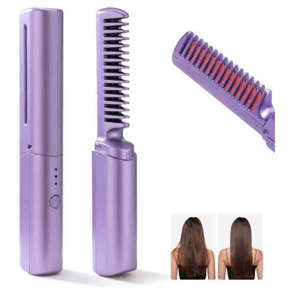 AUM Rechargeable Wireless Hair Straightener Comb Brush for women - 3 Gear Control - Intelligent Shutdown, Hair Styler & Straightener Machine - Image 2