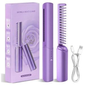 AUM Rechargeable Wireless Hair Straightener Comb Brush for women - 3 Gear Control - Intelligent Shutdown, Hair Styler & Straightener Machine