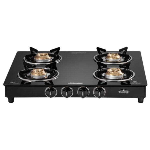 Sunflame LPG STOVE GT 4B DIAMOND BK Glass Manual Gas Stove